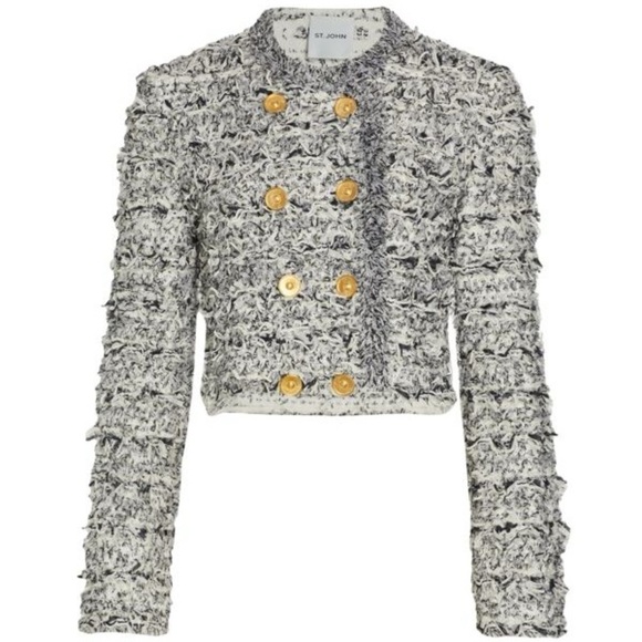St. John Jackets & Blazers - St. John Double Breasted Chic Eyelash Tweed Jacket with Gold Buttons Sz Small 4